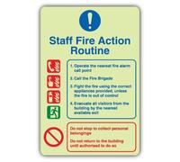 V Safety Staff Fire Action Routine Do Not Use Lifts Panneau 150 x 225 mm | Brille dans le noir | Plastique rigide triple lueur | Signalisation de sécurité incendie - Fabriqué en Grande-Bretagne
