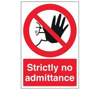 V Safety Strictly No Admittance - Portrait - Panneau de sécurité en plastique rigide 200 x 300 mm - 2 mm