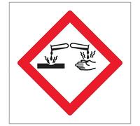V Safety Symbole corrosif 100 x 100 mm - Panneau de sécurité autocollant en vinyle phosphorescent
