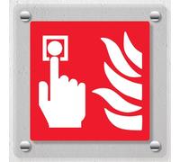 V Safety Symbole d'alarme incendie - 100 x 100 mm - Panneau de sécurité en plexiglas transparent moulé