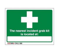V Safety The Nearest Incident Grab Kit is Located - Call 999 600 x 450 mm - Plastique rigide 2 mm