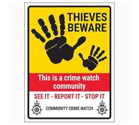 V Safety Thieves Beware/Crime Watch Community/See It-Report It-Stop It/Community Crime Watch 300 x 400 mm - Panneau de sécurité composite en aluminium brossé 3 mm