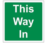 V Safety This Way In - Panneau de sécurité carré en vinyle autocollant effet aluminium 150 x 150 mm