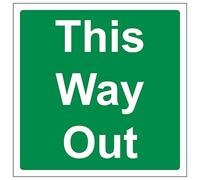 V Safety This Way Out Panneau de sécurité carré en plastique rigide 150 x 150 mm 2 mm