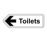 V Safety Toilets Arrow Left Panneau de sécurité autocollant en vinyle Effet aluminium 300 x 100 mm