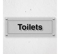 V Safety Toilets Panneau de sécurité en acrylique transparent 450 x 150 mm