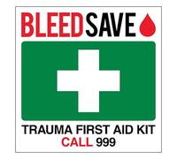 V Safety Trauma First Aid Kit - Call 999 - Carré 200 x 200 mm - Vinyle autocollant - Panneau de sécurité effet aluminium