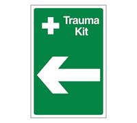 V Safety Trauma Kit flèche gauche 300 x 400 mm Vinyle autocollant Panneau de sécurité Effet aluminium