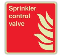 V Safety - Valve de contrôle de gicleurs photoluminescente - Panneau de sécurité carré - 450 x 450 mm - Vinyle auto-adhésif - Double lueur