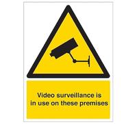 V Safety Video Surveillance In Use On These Premises 150 x 200 mm Vinyle Autocollant Panneau de Sécurité Effet Aluminium
