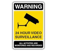 V Safety Warning 24Hr Video Surveillance All Activities Monitored And Recorded Panneau de sécurité 200 x 300 mm Composite d'aluminium 3 mm
