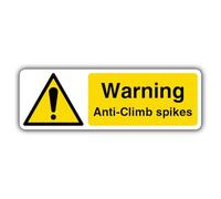 V Safety Warning Anti-Climb Spikes Panneau de sécurité Paysage 600 x 200 mm Glow in The Dark Plastique rigide 1 mm