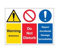 V Safety Warning Asbestos/Do Not Disturb/Report Damage - Paysage 400 x 300 mm - Panneau de sécurité autocollant en vinyle