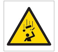 V Safety Warning Falling Objects Symbole 100 x 100 mm - 3 mm Panneau de sécurité composite en aluminium brossé