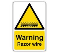 V Safety Warning Razor Wire Panneau de sécurité 300 x 450 mm RA2 réfléchissant en aluminium composite 3 mm