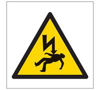 V Safety Warning Risk Of Death Symbole de sécurité 100 x 100 mm - Panneau de sécurité composite en aluminium brossé 3 mm