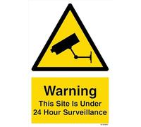 V Safety Warning This Site Is Under 24 Hour Surveillance - Portrait 300 x 400 mm - Panneau de sécurité autocollant en vinyle