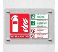V Safety Water + Additive Fire Extincisher 150 x 100 mm Panneau de sécurité en acrylique transparent