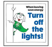 V Safety When Leaving Save Energy Turn Off The Lights! Woman Left Panneau de sécurité en aluminium composite 3 mm 100 x 100 mm