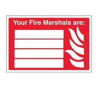 V Safety Your Fire Marshals Are: - Paysage 200 x 150 mm - Panneau de sécurité en plastique rigide de 2 mm
