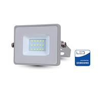 V-TAC 10W Projecteur LED de sécurité extérieur étanche avec verre Samsung à LED Gris corps gris IP65 6400K blanc 800 lumens