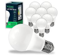 V-TAC 10x Ampoules LED culot E27 8,5W (équivalent 60W) A60-806 Lumen - 6500K Blanc Froid