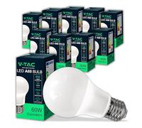 V-TAC 10x Ampoules LED culot E27 8,5W (équivalent 60W) A60-806 Lumen - Ouverture du Faisceau Lumineux 200° - Efficacité Maximale et Économie d'Énergie - 6500K Blanc Froid