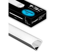 V-TAC 1x Profilé Aluminium Angulaire de 2 MÈTRES pour Bandes LED - Profilés en Aluminium avec Couvercle Satiné - Largeur Maximale de la Bande LED: 10,5 mm - Dimensions: 21,3 x 15,8 mm