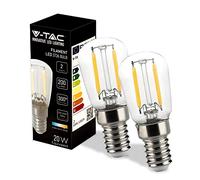 V-TAC 2x Ampoule LED Filament T26 pour Réfrigérateur et Lampes - Culot E14-2W - 200 Lumen - Petites Ampoules pour Efficacité Maximale et une économie d'énergie - Blanc Chaud 3000K