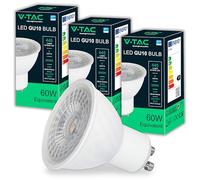 V-TAC 3x Ampoules LED GU10-6W Haute luminosité (Équivalent 60W) - CHIP SAMSUNG - 445 Lumen - Spot LED GU10 pour une Efficacité Maximale et une économie d'énergie - Blanc Chaud 3000K