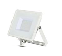 V-TAC 405 Projecteur 30W sécurité extérieur étanche avec Verre Gris Corps Blanc Samsung LED IP65 6400K 2400 lumens, Die Cast Aluminium, 30 W