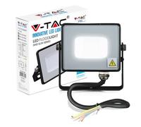 V-TAC 424 Projecteur 10W sécurité extérieur étanche avec Verre Samsung LED Noir Corps Gris IP65 3000K Blanc Chaud 800 lumens, Die Cast Aluminium