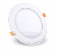 V-TAC 4760 VT-1881G RD Panneau LED en verre encastrable rond lumière blanche chaude 3000 Kelvin 1620 Lumen Angle de diffusion 120° Diamètre extérieur : 198 mm Epaisseur 40 mm avec bloc d'alimentation Non variable 18 W