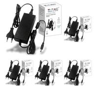 V-TAC Adaptateur Alimentation 12V 60W 5A pour Caméras, Bandes LED, Modems - Transformateur Chargeur 12V - Prise 2 Pin EU pour Equipements Electroniques - AC 100-240V 50/60Hz - Noir (Lot de 5)