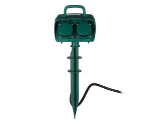 V-TAC Adaptateurs & Prises - 4 voies - Prises pour piquets de jardin - IP44 - Vert - 3m de fil