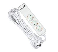V-TAC Adapters & Sockets | 3 Ways | Prise d'extension USB | IP20 | Blanc | 5 m wire