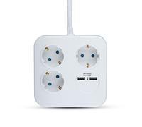 V-TAC Adapters & Sockets | 3 Ways | Square USB Extension Socket | IP20 | White | 1.4 m wire