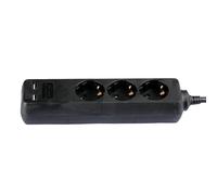 V-TAC Adapters & Sockets | 3 Ways | USB Extension Socket | IP20 | Black | 1.5 m wire