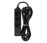 V-TAC Adapters & Sockets | 3 Ways | USB Extension Socket | IP20 | Black | 5 m wire