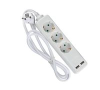 V-TAC Adapters & Sockets | 3 Ways | USB Extension Socket | IP20 | White | 1.5 m wire