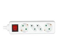 V-TAC Adapters & Sockets - 4 Ways - Switch Extension Socket - IP20 - White - 1.5m Wire