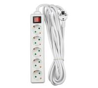 V-TAC Adapters & Sockets - 5 Ways - Switch Extension Socket - IP20 - White - 5m Wire
