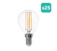 V-TAC Ampoule LED - Claire - Golf - Transparente - Support E14- IP20 - 4W - 400 Lumens - 3000K - Pack de 25