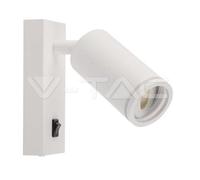 V-TAC VT-429 Support de spot mural LED GU10 Orientable applique avec interrupteur type lampe hôtel - sku 10295