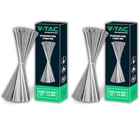 V-TAC Attache Cable Inox 200 mm - Colliers de Serrage pour Câbles - 100 Pièces - Taille 4,6 mm x 200 mm - Polyvalents pour Câblage - Attaches Câbles pour Électriciens, Mécaniciens, Tuyaux en Fer