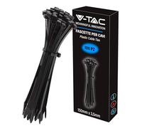 V-TAC Attaches de câble en plastique mesurant 2,5 mm x 150 mm - Lot de 100 pièces - Attaches de câbles polyvalentes - Serre-câble porte-câbles pour électricien, mécanique, jardinage - Noir