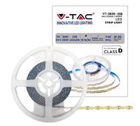 V-TAC Bande LED d'intérieur SMD 2835 18 W - 5 mètres - Bande LED adhésive pour maison, cuisine, chambre, intérieurs - Lumière blanche naturelle 4000 K - Bandes LED haute luminosité - 24 volts