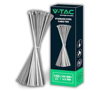 V-TAC Collier de Serrage pour Câbles en Acier Inoxydable - [ TRÈS LONGS : 35 CM ] - Lot de 100 PIÈCES - Largeur 4,6 mm - Attaches-Câbles pour Câblage - Serre-Câbles Électricien, Mécanicien, Tuyaux