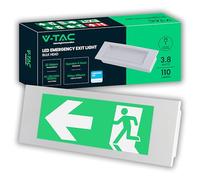 V-TAC Éclairage de Secours LED 3,8W - Lampe LED Encastrable pour Sortie de secours, Sécurité et Urgences avec Batterie 25000 mAh - Montage Mural Facile - IP20 - Anti Black Out - Lumière Froide 6000K