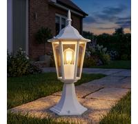 Lampadaire LED, éclairage extérieur, lanterne, lampe de jardin, IP44, blanc, aluminium, E27, H 40,3 cm